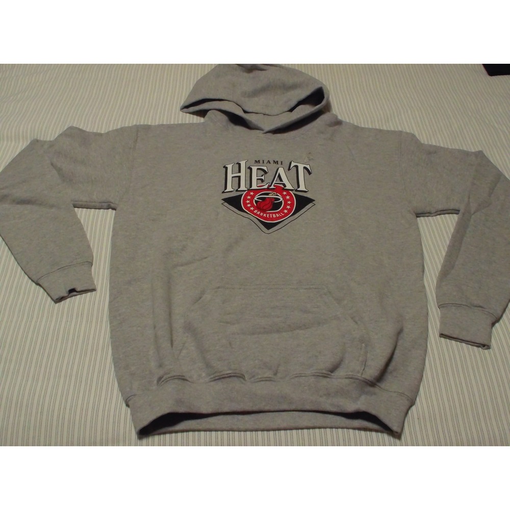NBA Miami Heat Basketball Hoodie Mens XL Gray Fleece Pullover Sweatshirt